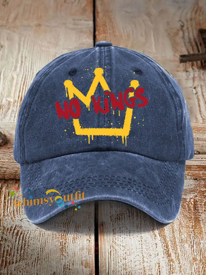 Unisex No Kings Print Hat Navy Blue / ONE