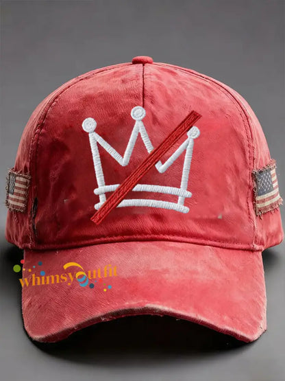 Unisex No Kings Print Hat Red / ONE