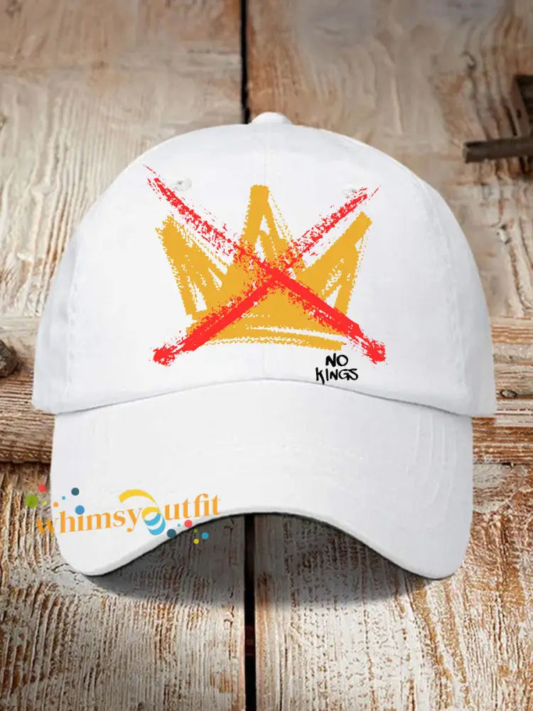 Unisex No Kings Print Hat White / ONE