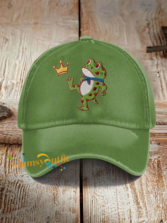 Unisex No Kings Resist Frog Point Print Hat Green / ONE