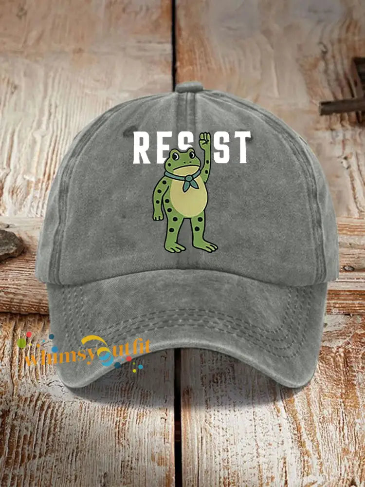 Unisex Portland Frog Print Hat Gray / ONE