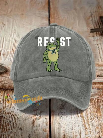 Unisex Portland Frog Print Hat Gray / ONE