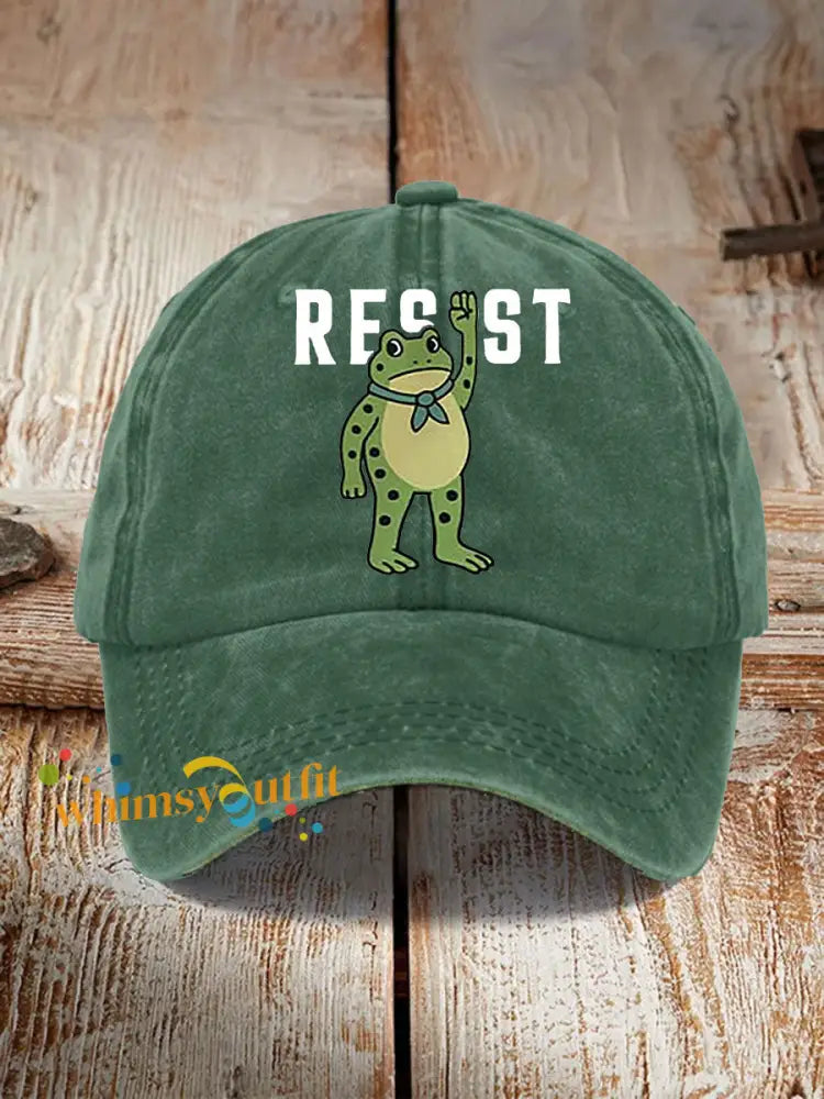 Unisex Portland Frog Print Hat Green / ONE