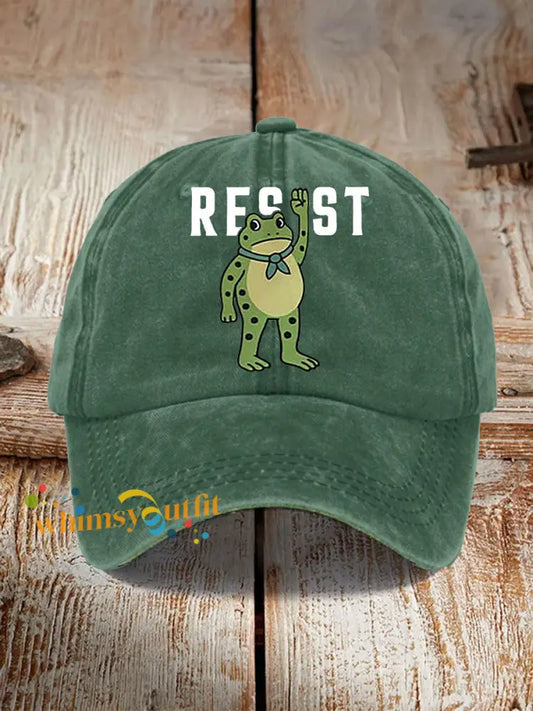 Unisex Portland Frog Print Hat Green / ONE
