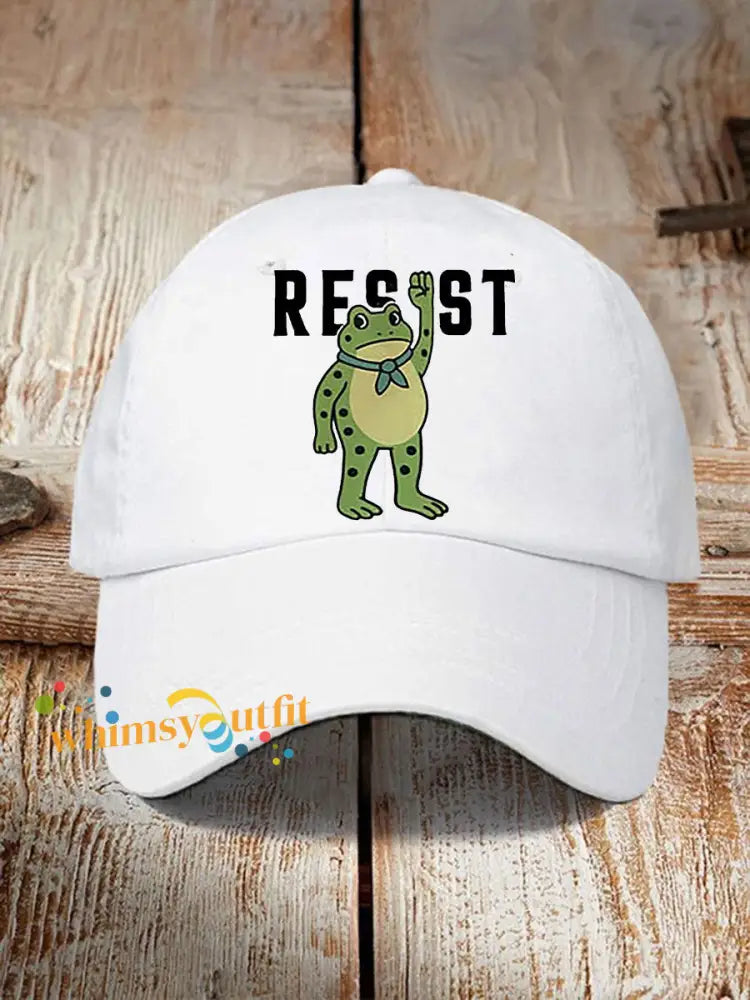 Unisex Portland Frog Print Hat White / ONE