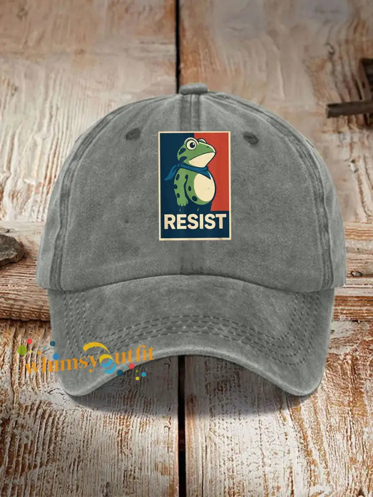 Unisex Portland Frog Resist Print Hat Gray / ONE