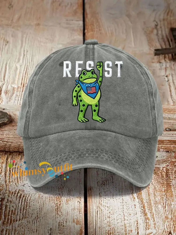 Unisex Portland Frog Resist Print Hat Gray / ONE