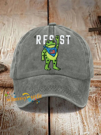Unisex Portland Frog Resist Print Hat Gray / ONE