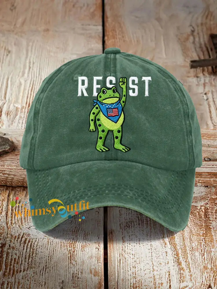 Unisex Portland Frog Resist Print Hat Green / ONE