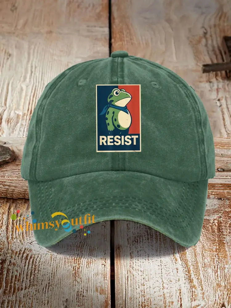 Unisex Portland Frog Resist Print Hat Green / ONE