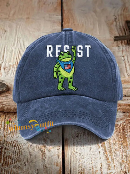Unisex Portland Frog Resist Print Hat Navy Blue / ONE