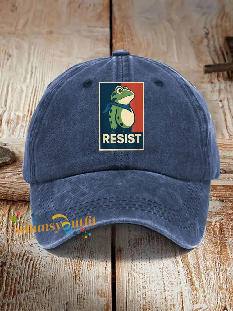 Unisex Portland Frog Resist Print Hat Navy Blue / ONE