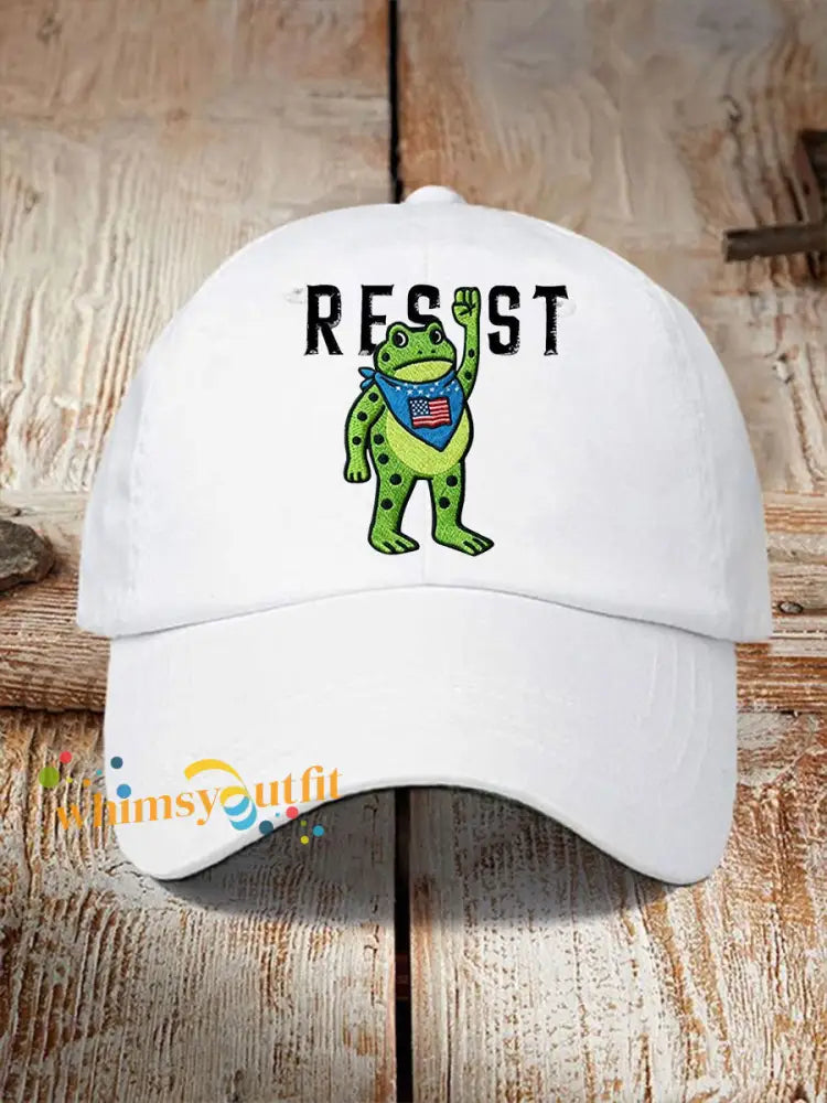 Unisex Portland Frog Resist Print Hat White / ONE