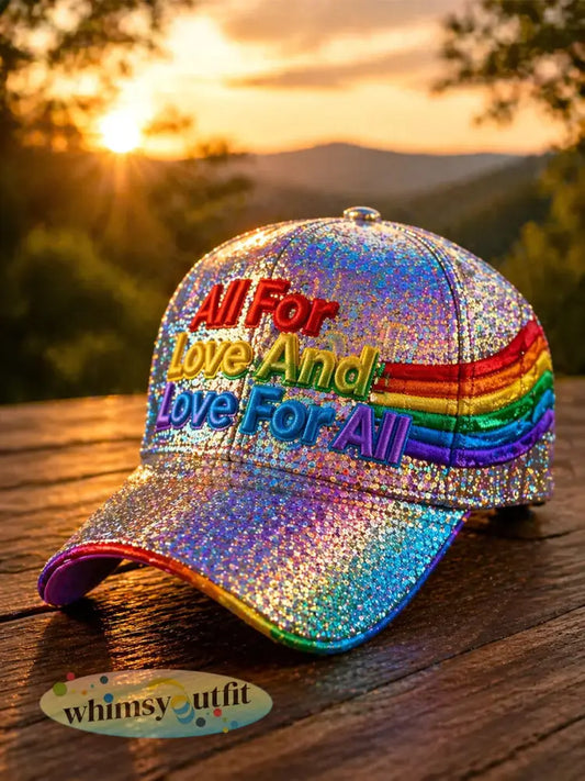 Unisex Pride Month All For Love Rainbow ART Print Hat - als foto / ÉÉN