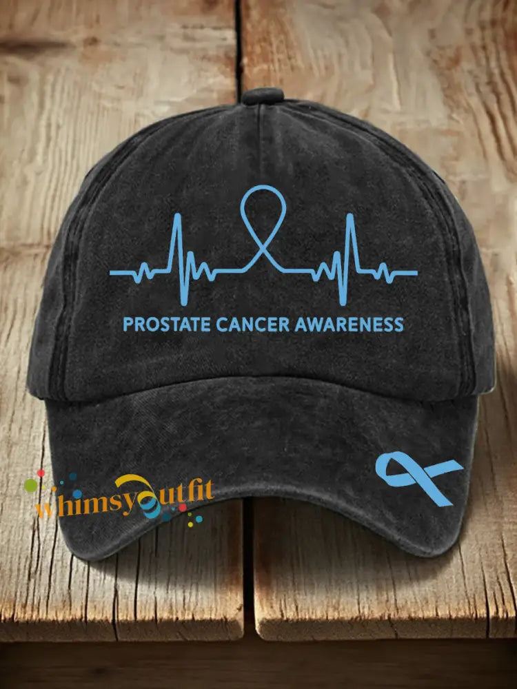 Unisex Prostate Cancer Awareness Print Washed Hat Black / ONE