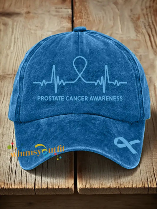 Unisex Prostate Cancer Awareness Print Washed Hat Blue / ONE