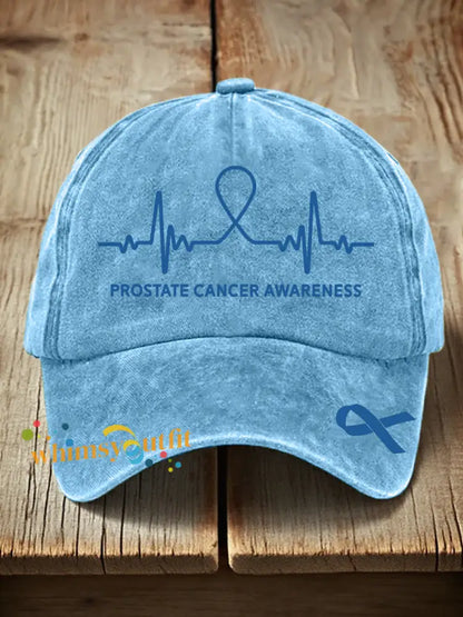 Unisex Prostate Cancer Awareness Print Washed Hat Light Blue / ONE