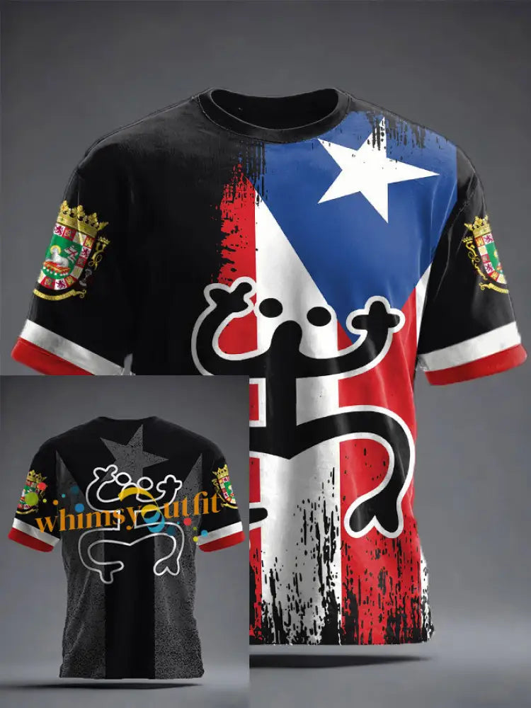 Unisex Puerto Rico Art Printed T-shirt Black / S