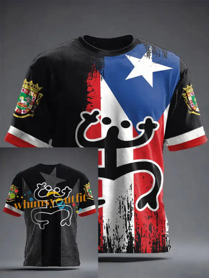 Unisex Puerto Rico Art Printed T-shirt Black / S