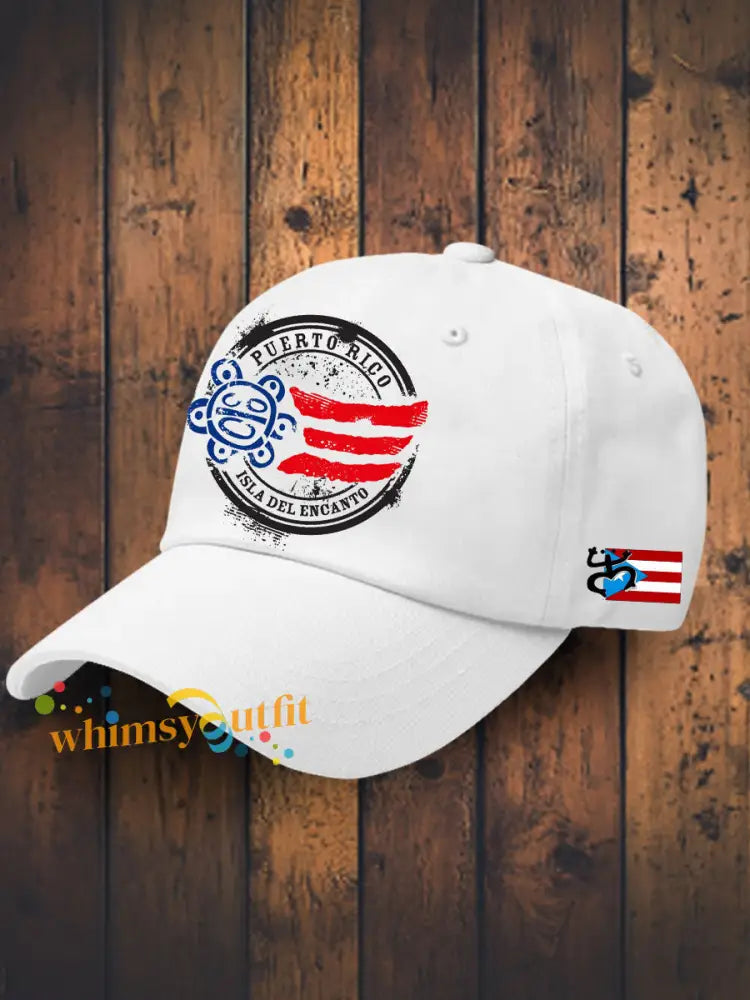 Unisex Puerto Rico Proud Art Printed Hat White / ONE