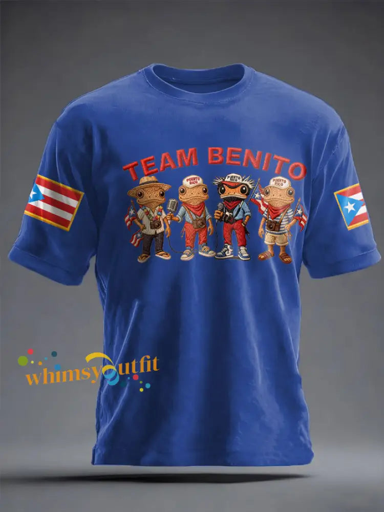 Unisex Puerto Rico Proud Bunny Music Football Lover Printed T-shirt Royal Blue / S