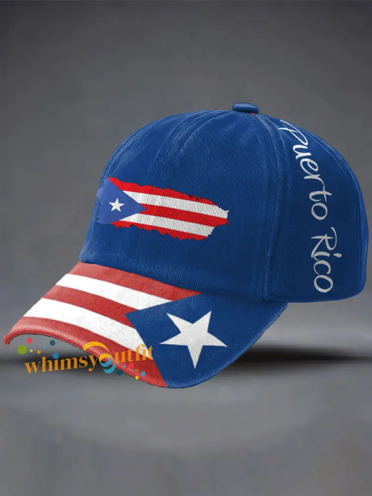 Unisex Puerto Rico Proud Print Hat Blue / ONE