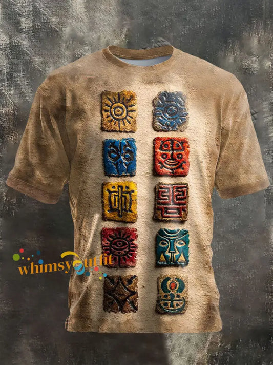 Unisex Puerto Rico Taino Art Printed T-shirt As picture / S