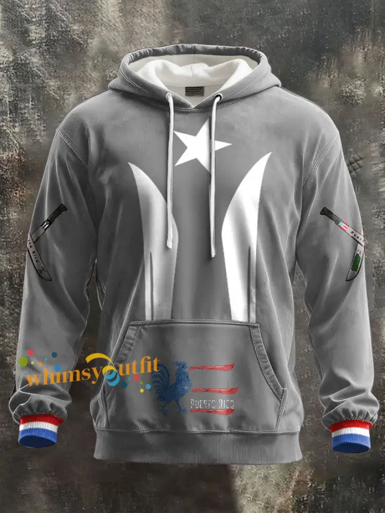 Unisex Puerto Rico Taino Art Proud Printed Hoodie Light Gray / S