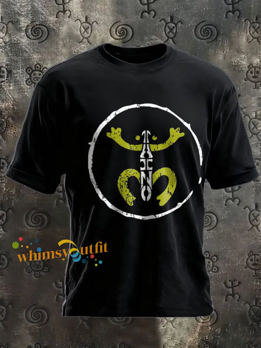 Unisex Puerto Rico Taino Art Proud Printed T-shirt Black / S