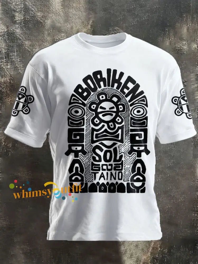 Unisex Puerto Rico Taino Art Proud Printed T-shirt White / S