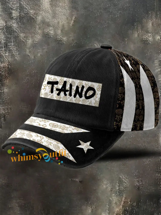 Unisex Puerto Rico Taino Proud Art Printed Hat Black / ONE