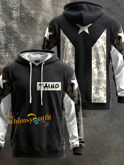 Unisex Puerto Rico Taino Proud Art Printed Hoodie Black / S