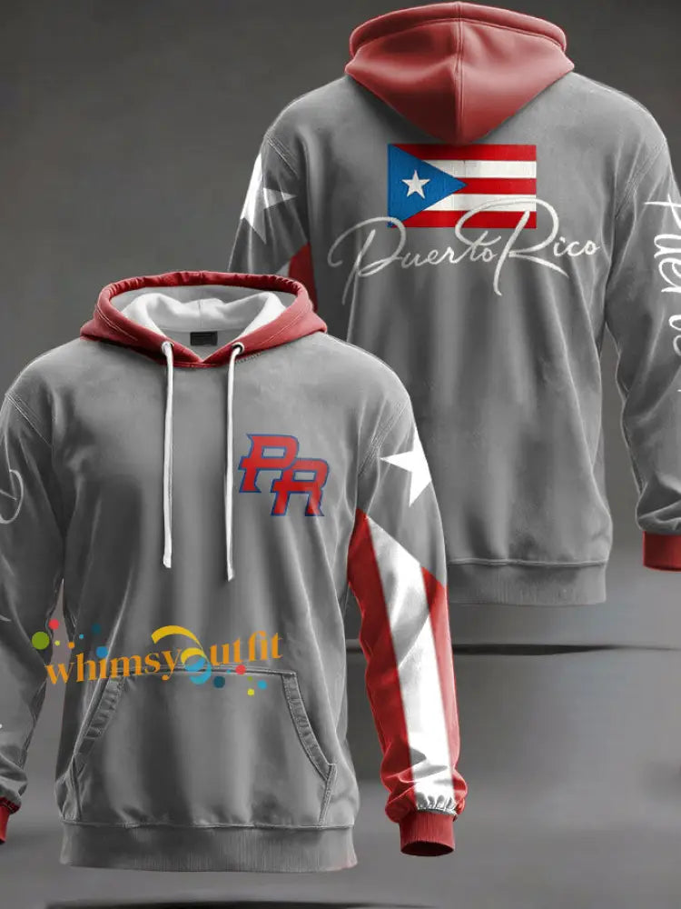 Unisex Puerto Rico Taino Proud Art Printed Hoodie Light Gray / S