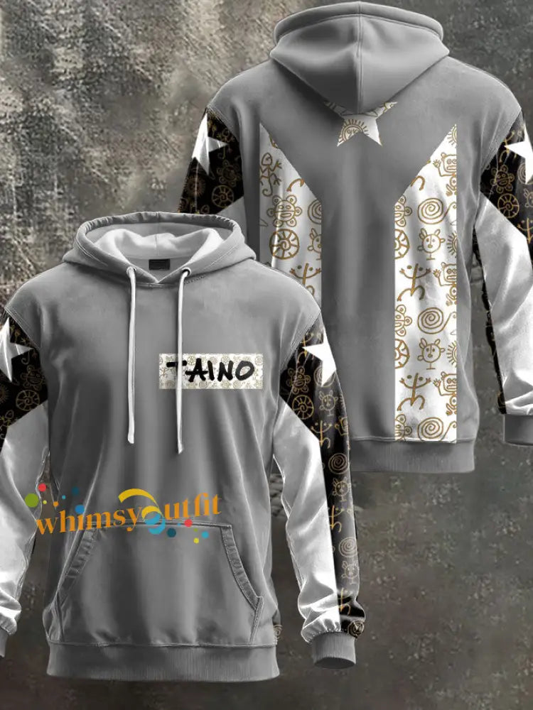 Unisex Puerto Rico Taino Proud Art Printed Hoodie Light Gray / S