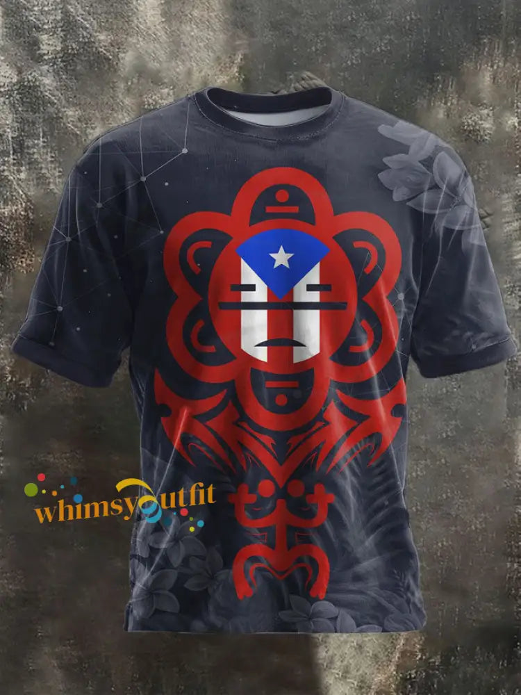 Unisex Puerto Rico Taino Proud Art Printed T-shirt As picture / S