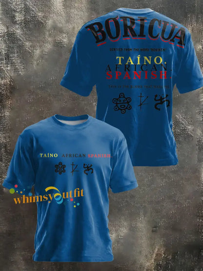 Unisex Puerto Rico Taino Proud Art Printed T-shirt Blue / S