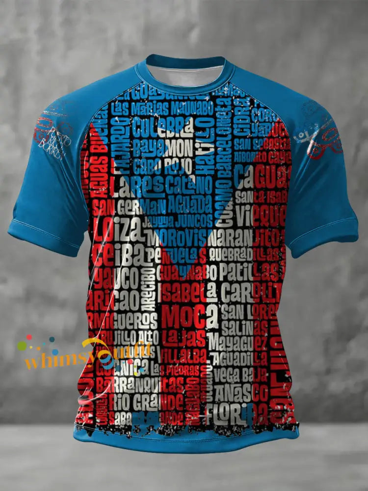 Unisex Puerto Rico Taino Proud Art Printed T-shirt Blue / S