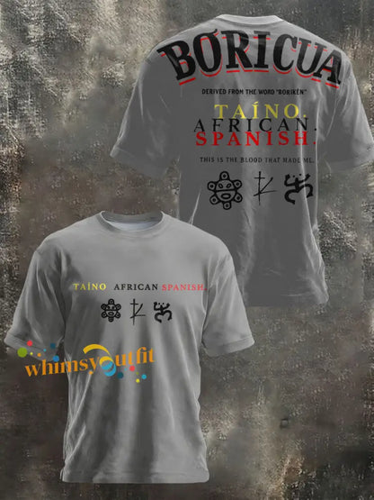 Unisex Puerto Rico Taino Proud Art Printed T-shirt Light Gray / S