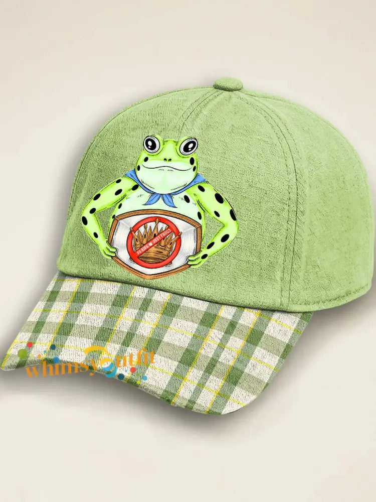 Unisex Resist Frog Design Print Hat Light Green / ONE