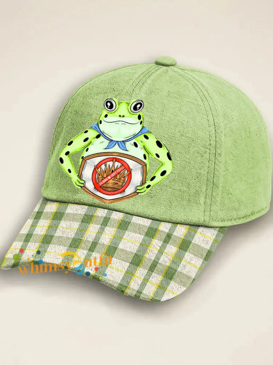Unisex Resist Frog Design Print Hat Light Green / ONE