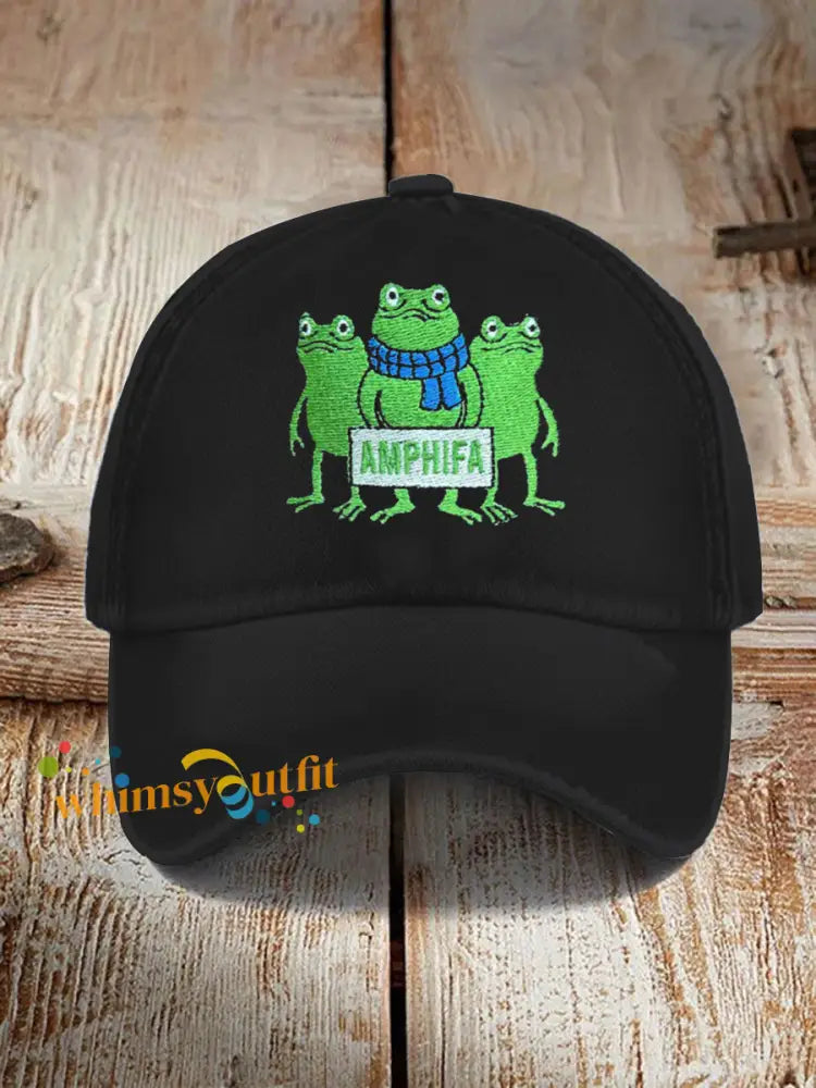 Unisex Resist Frog Point Print Hat Black / ONE