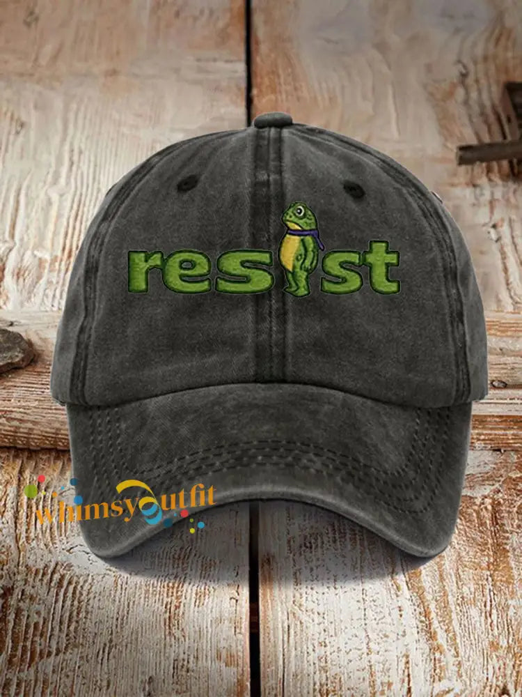 Unisex Resist Frog Print Hat Black / ONE