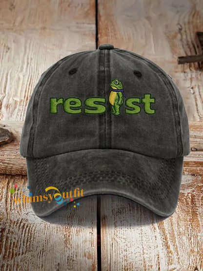 Unisex Resist Frog Print Hat Black / ONE