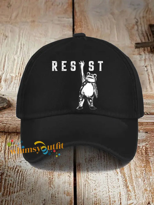 Unisex Resist Frog Print Hat Black / ONE
