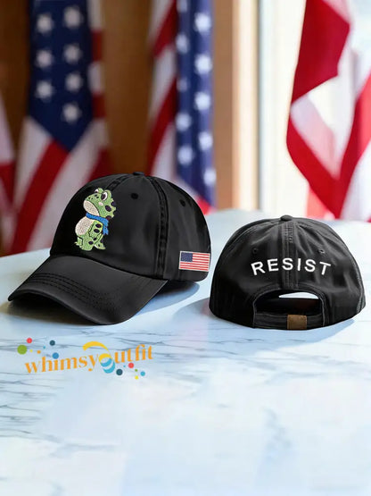 Unisex Resist Frog Print Hat Black / S
