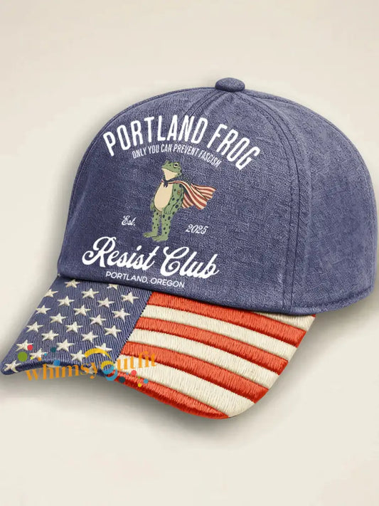 Unisex Resist Frog Print Hat Blue / ONE