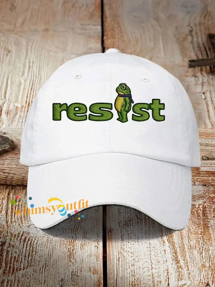 Unisex Resist Frog Print Hat White / ONE