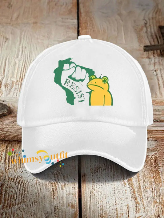 Unisex Resist Frog Print Hat White / ONE