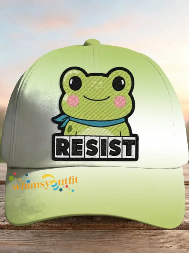 Unisex Resort FDT Polish Frog Print Design Print Cap Light Green / ONE
