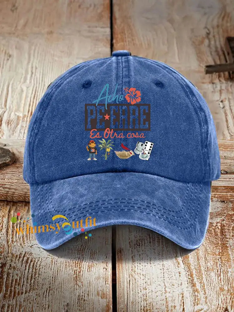 Unisex Retro Puerto Rico Print Hat Blue / ONE